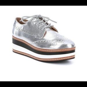 Steve Madden Greco Silver Oxford Platforms